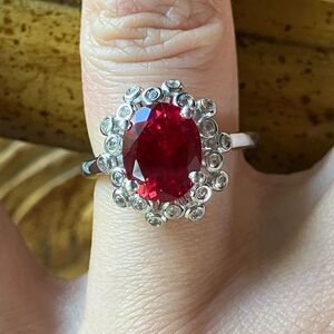 Lab Created Red Sapphire Sterling Silver Cocktail Ring